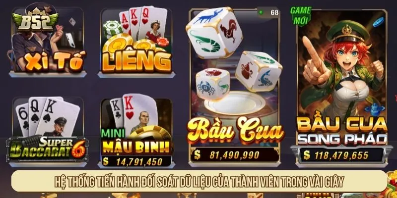 Hệ thống tiến hành đối soát dữ liệu của thành viên trong vài giây